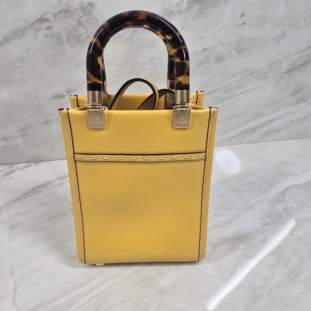 Fendi Yellow Mini Shopper Tote - Picture 5 of 10